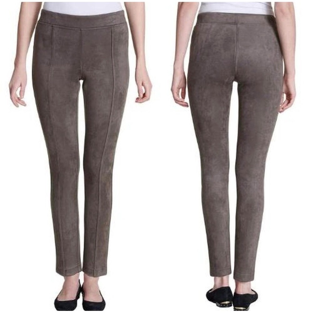 Andrew Marc Faux Suede Taupe Pull On Pants Women's Size Medium Luxury Chic